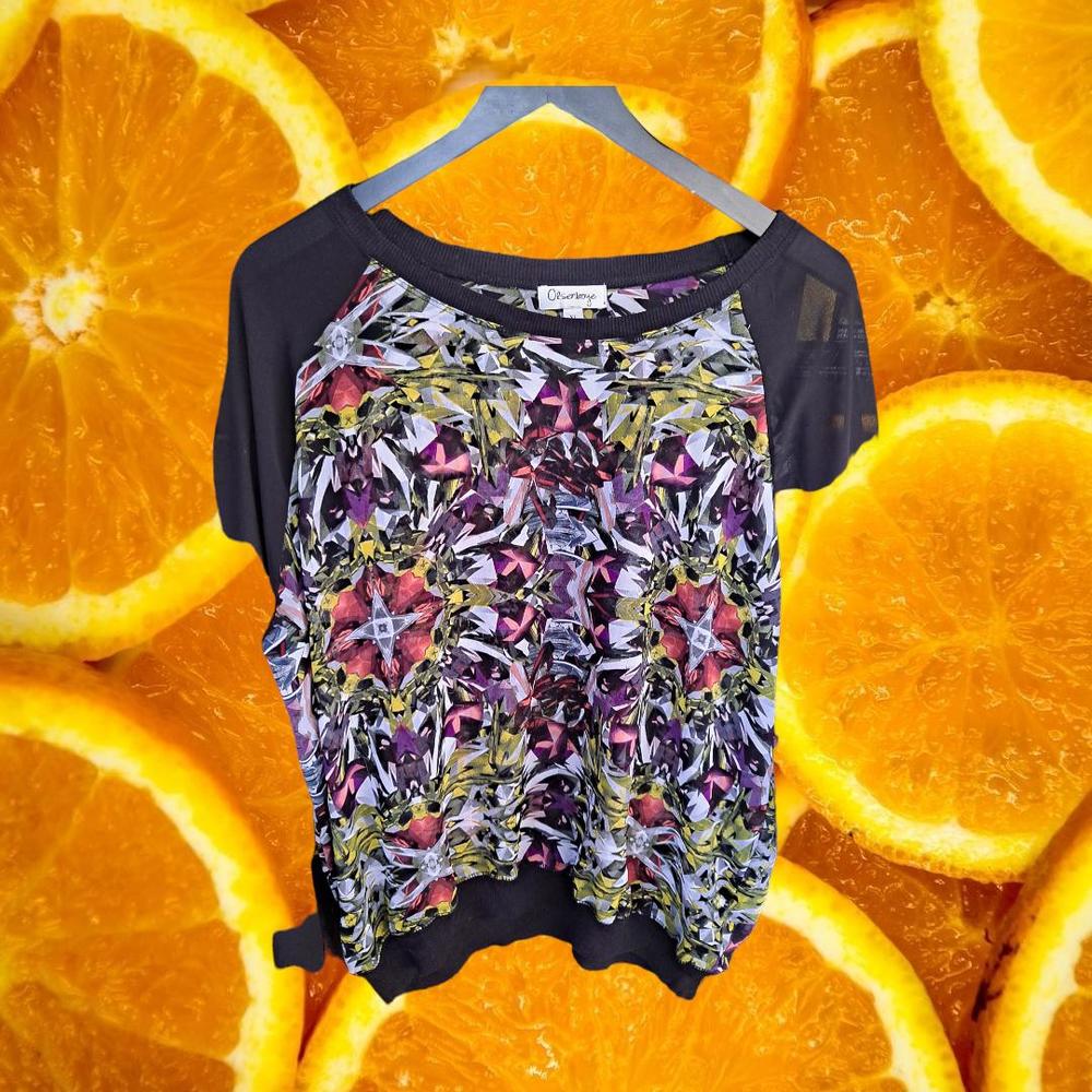 OlsenBoye Sheer Colorful Long Sleeve‎ Blouse Size XL